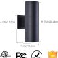 Modern Outdoor Porch Light Tempered matteblack dimension